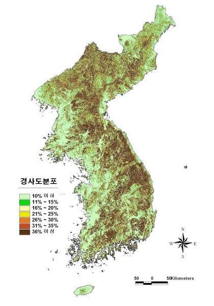 대한민국 국토 면적의 70%가 산지